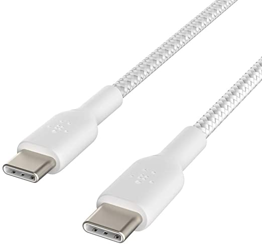 Belkin Boost Charge Braided USB-C to USB-C Cable, White (1M/3.3FT), CAB004bt1MWH