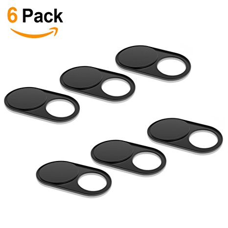 Webcam Cover Slide 0.027in Ultra Thin Metal Magnet Web Camera Cover for Laptops Smartphone Mac Macbook Pro PC Tablets Protecting Your Privacy Black(6 packs)