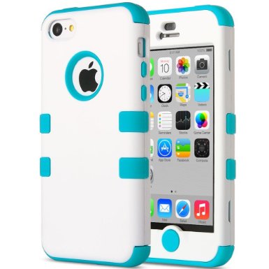 iPhone 5C Case ULAK 3in1 Anti Scratches IPhone 5C Case Hybrid with Soft Flexible Inner Silicone Skin Protective Case Cover for Apple iPhone 5C Blue  White