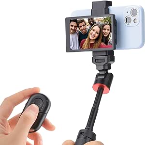 King Ma 1080P iPhone Mini Monitors Sync Rear Camera Selfie Screen for iPhone Vlog Selfie Monitor Screen with Magnetic Phone Clip and Bluetooth Remote for Selfie Vlog Live Stream TikTok YouTube Twitter