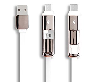2-in-1 Duo Type C/ Micro USB Cable (3.3ft), Sync and Charging Cord for Both Android Device and Other Type-C Supported Devices (White)