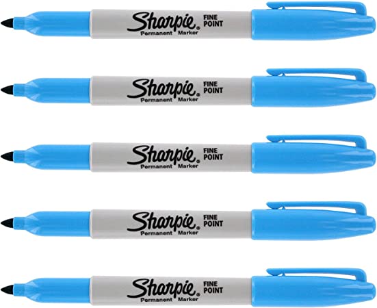 Sharpie Fine-Tip Permanent Marker, 5 Pcs./Pack Turquoise Colors