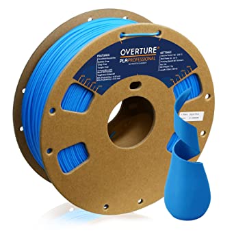 OVERTURE PLA Plus Filament (PLA ) 1.75mm PLA Professional Toughness Enhanced PLA Roll, Premium PLA 1kg Spool (2.2lbs), Dimensional Accuracy  /- 0.03 mm (Digital Blue)