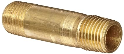 Anderson Metals - 56113-0432 Brass Pipe Fitting, Long Nipple, 1/4" x 1/4" Male Pipe, 2" Length