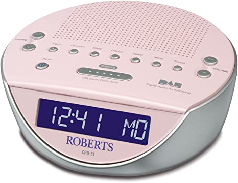 Roberts CRD51P Glowtime DAB/FM RDS Digital Clock Radio - Pink