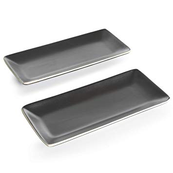 Gibson Elite 99803.02R 2 Piece Soho Lounge Rectangular Platters, Black Matte