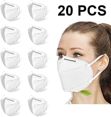 KN-95 Air Purifying Respiratory Filter, 5 Layer Particulate Respirator with Activated Carbon Dustproof for Pollen Dust Gas Allergy PM 2.5 (20 Pack)