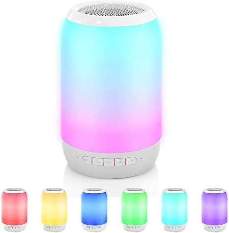 Portable Bluetooth Speaker - Night Light Bluetooth Speaker - Wireless Sound with Deep Bass and Stereo Sound - Bedside Table Lamp -Support TWS/TF Card/AUX-in Computer Speakers (White)