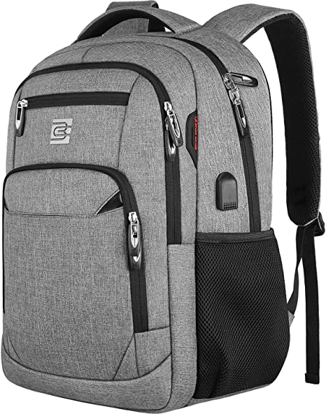 17 Inch Laptop Backpack, Business Anti Theft Slim Durable Laptops Backpack with USB Charging Port, Water Resistant College School Computer Bag Gifts for Men & Women Fits 15.6 Inch Notebook-Grey