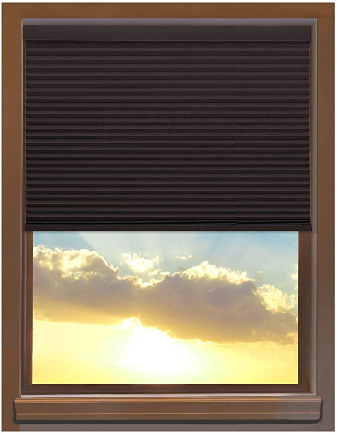 Linen Avenue U6CH1850B36 Custom Cordless 18 1/2 W x 30 to 36 H Chocolate Blackout Cellular Shade