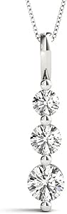 1-5 Carat Classic Snowman 3 Stone LAB-GROWN Diamond Pendant Necklace Basic Collection (H-I Color VS1-VS2 Clarity)