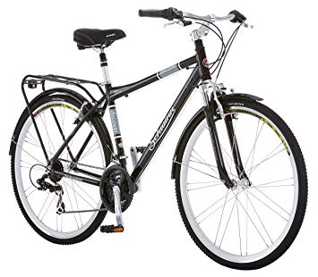 Schwinn Discover 700c Hybrid Bicycle with Full Fenders and Rear Cargo Rack, Men's and Women's Frame Styles