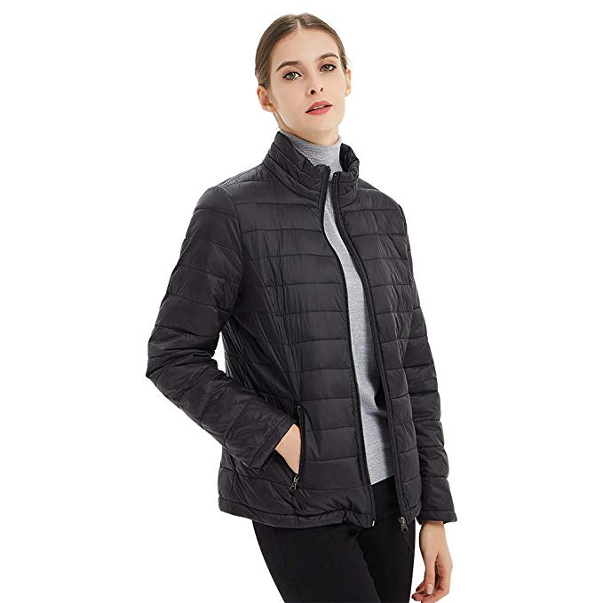 Plusfeel Women's Active Softshell Zipper Lightweight Short Quilted Jacket Coat