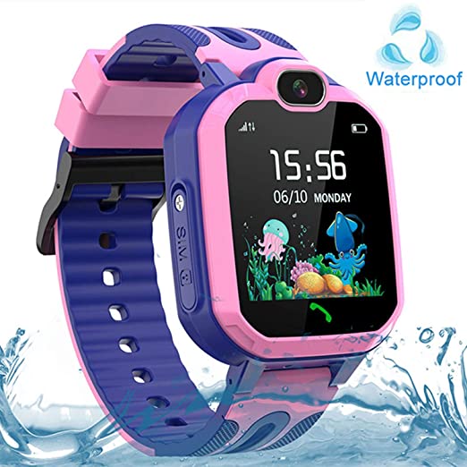 Kids Smart Watch Waterproof, GPS/LBS Tracker SOS Call Smartwatch Phone for Kids 3-12 Year Old Boys Girls with Two-Way Call Touch Screen Voice Chat Game Flashlight for Birthday Christmas (Pink)