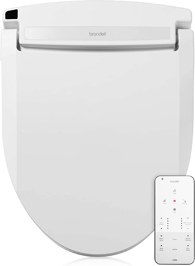 Brondell LE99 Swash Electronic Bidet Seat LE99, Fits Round Toilets, White – Lite-Touch Remote, Warm Air Dryer, Strong Wash Mode, Stainless-Steel Nozzle, Saved User Settings & Easy Installation, LE99