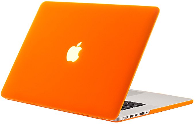 Kuzy Rubberized Hard Case for Older MacBook Pro 15.4" with Retina Display A1398 15-Inch Plastic Shell Cover - ORANGE