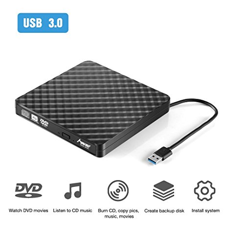 External DVD Drive, MAD GIGA USB 3.0 Transmission Slim Portable External DVD CD  /-RW Writer/Burner/Rewriter ROM Drive Perfect for Mac OS/Win7/Win8/Win10/Vista PC Desktop Laptop
