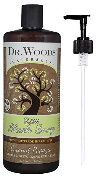 Dr. Woods Raw Black Coconut Papaya Soap with Organic Shea Butter and Pump, 32 Ounce