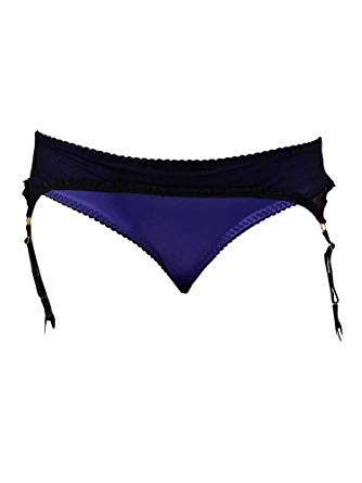 Plus Size Lingerie Sexy Satin Thong Panty with Attached Front Garter Belt