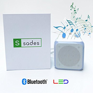 SADES Prime LED Bluetooth Speaker | Best Portable Light up Travel cube Speaker | 5W   Micro USB Charger(White)