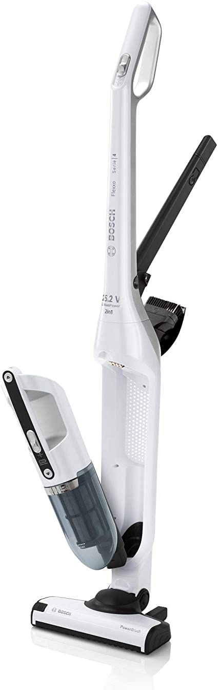 Bosch BCH32551 Flexxo Series I 4 Vacuum Cleaner Rechargeable 2-In-1, 25.2 V, 0.4 Litres, 2 Speeds, White