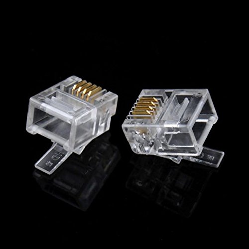 50pcs Durable 4 Pin RJ11 RJ-11 6P4C Modular Plug Telephone Phone Connector Hot