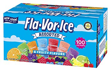 Fla-Vor-Ice Freezer Pops, Gluten & Fat Free Ice Pops, Fruity Flavors (100 – 1.5 oz pops)