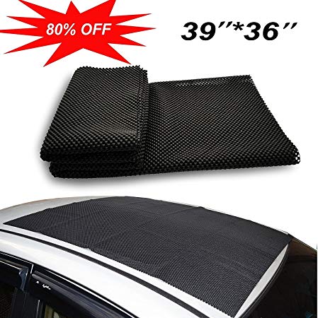Omonic Car Roof Mat Cargo Bag Top UNIVERSAL Roof Rack Pad (39"x36") Cushioned Layer Non-slip Heavy Duty Elastic Soft for Car SUV Truck Roof Carrying Cargo Bags Bikes Paddle