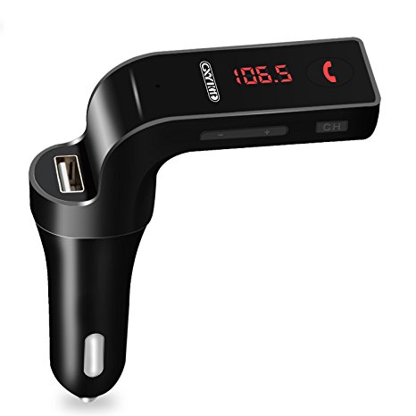 Bluetooth FM Transmitter,GXY KIT Car Charger with Mic/TF Card /AUX Play/ USB Charging Port, Wireless In-Car Radio Adapter Car Kit, MP3 Player, Hands-free Call for iPhone, Samsung, Smartphone
