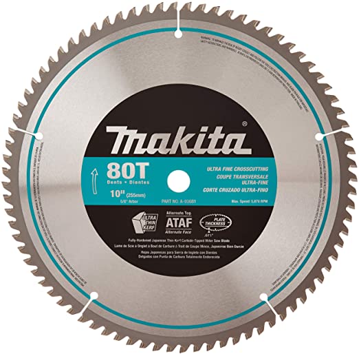 Makita A-93681 10-Inch 80 Tooth Micro Polished Mitersaw Blade