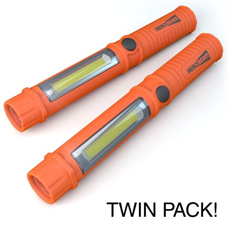 2 x HeroBeam Car Emergency Light - Super Bright LED Torch / Worklight with Magnet and Belt Clip - A Glovebox Essential for Night Time Auto Emergencies