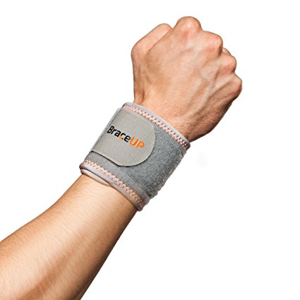 BraceUP® Wrist Compression Strap and Support, One Size Adjustable (Silver)