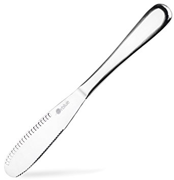 Orblue Stainless Steel Butter Knife with Serrated Edge and Shredding Slots