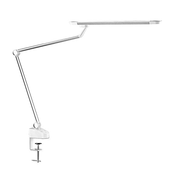 12W LED Architect Desk Lamp Amico Adjustable Clamp Lamp Metal Swing Arm Task Lamp with clamp, Eye-Protective Touch Control Gradural Dimming for Office Craft Studio Workbench Architect