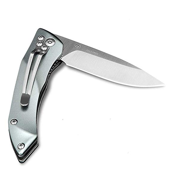 EDC Pocket Knife, 8Cr13MoV Stainless Steel Blade Folding Knife with Aluminum Handle, Belt Clip, Liner Lock Perfect for Outdoor Hunting Camping Fishing Self Defense Every Day Carry