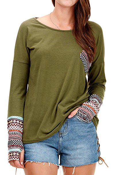 Fidus Women’s Long Sleeve Plus Size T-Shirt Blouse Top