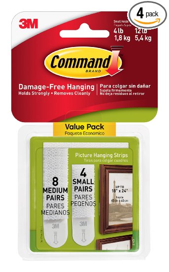 Command Picture Hanging Strips Variety Value Pack, 4-Small and 8-Medium Strips, 4-Pack