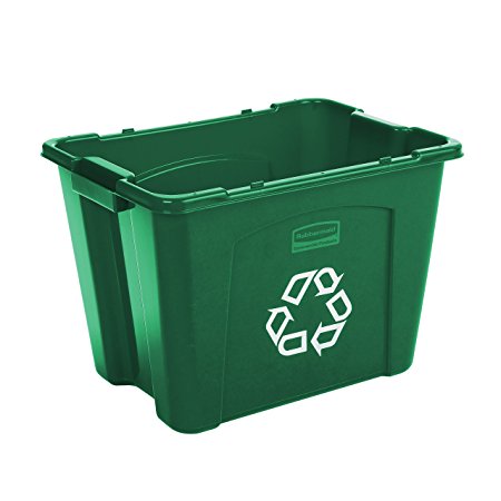 Rubbermaid Commercial Products FG571473GRN Stackable Recycling Box, 14 gal, Green