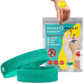 Mosquito Repellent Bracelets 6 Pack  Adjustable for Wrists and Ankles  Microfiber Infused with Geraniol to Help Protect Against Zika  Unisex Teal 6 Bonus Bug Repellent Patches and Free eBook