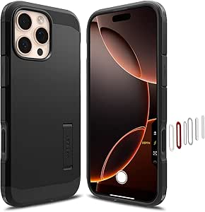 Spigen Tough Armor T (Ai) MagFit Designed for iPhone 16 Pro Case [Camera Control Button Cover] [Kickstand] [Military-Grade Protection] Compatible with MagSafe - Black