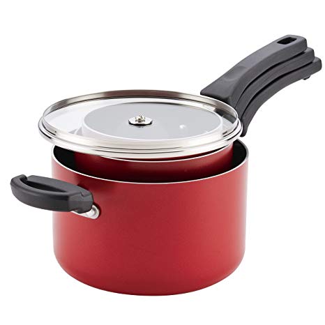 Farberware Neat Nest Space Saving 1, 2, and 4-Quart Saucepan Set with Lids, Red (6-Piece)