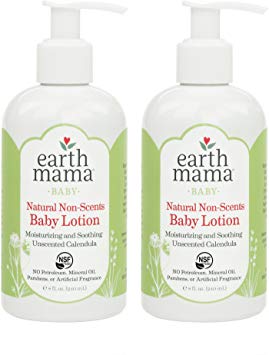 Earth Mama Natural Non-Scents Baby Lotion with Organic Calendula, 8-Fluid Ounce (2-Pack)