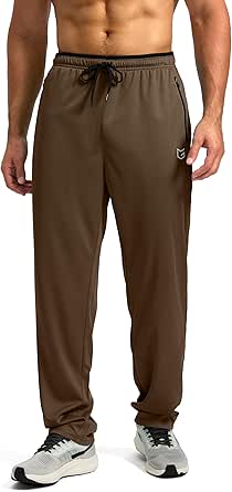 G Gradual Men's Sweatpants Open Bottom, Workout Pants with Zip Pockets Mesh Lightweight for Running, Athletic, Lounge