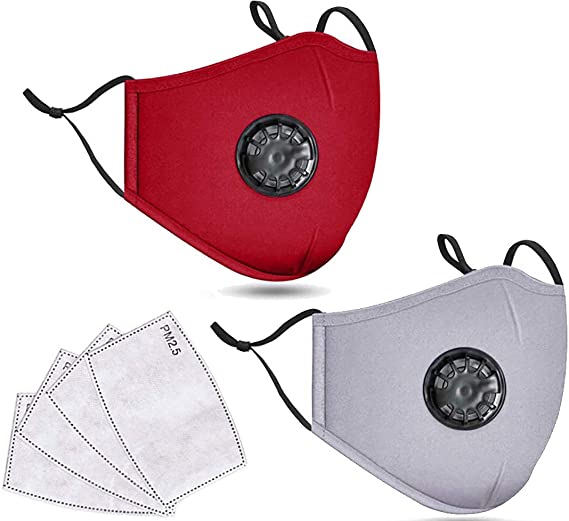 Adults Cotton Washable Dust Màsc Bandanas with Breathing vlave/Activated Carbon Insert