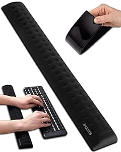 i-rocks IRC41 Computer Keyboard Wrist Rest Pad Made of Memory Foam with Anti-Slip Base Provides Cushion Support and Helps with Pain Relief for Office, Gaming, Computer, Laptop Typing