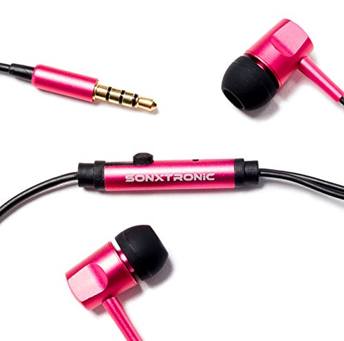 SONXTRONIC xdr-1000 PINK Earbud Headphones Premium Brushed Metal Fashion Earbuds With High Quality Microphone from California Fashion Electronics company Sonxtronic