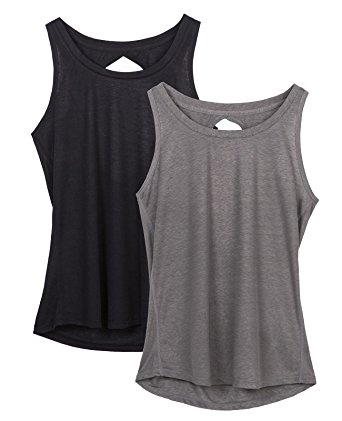 icyzone Yoga Tops Activewear Workout Clothes Open Back Fitness Racerback Tank Tops For Women