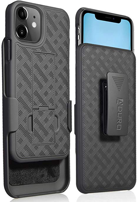 Aduro iPhone 11 (ONLY) Holster Case, Combo Shell & Holster Case - Super Slim Shell Case with Built-in Kickstand, Swivel Belt Clip Holster for Apple iPhone 11 (ONLY)