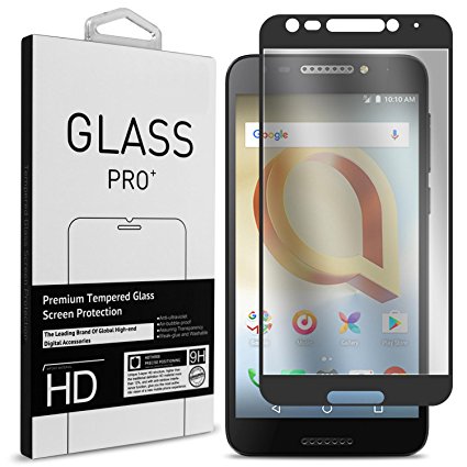 Alcatel A30 Plus Screen Protector, TMobile Revvl Screen Protector, Alcatel A30 Fierce Screen Protector, CoverON InivisiGuard Tempered Glass Screen Protector Full Coverage Design - Clear / Black Border