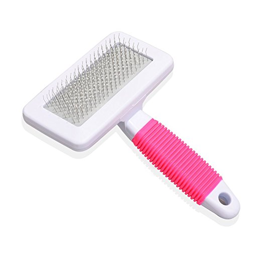 Pet Slicker Brush Dog Cat Comb Grooming and Massage Tool for Shedding, 14x10x5.5CM, Rose